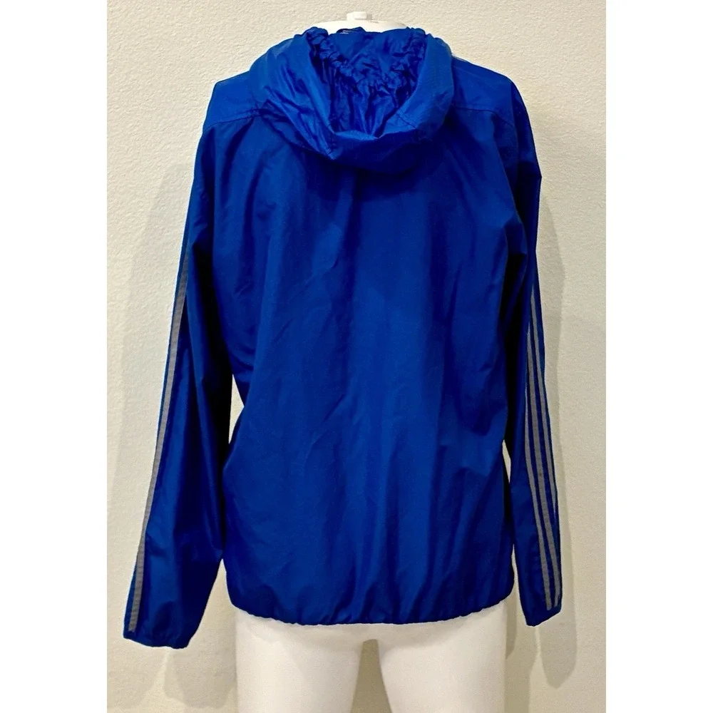Adidas Y2K Blue Silver Hooded‎ Lightweight Windbreaker Mens S Running Training